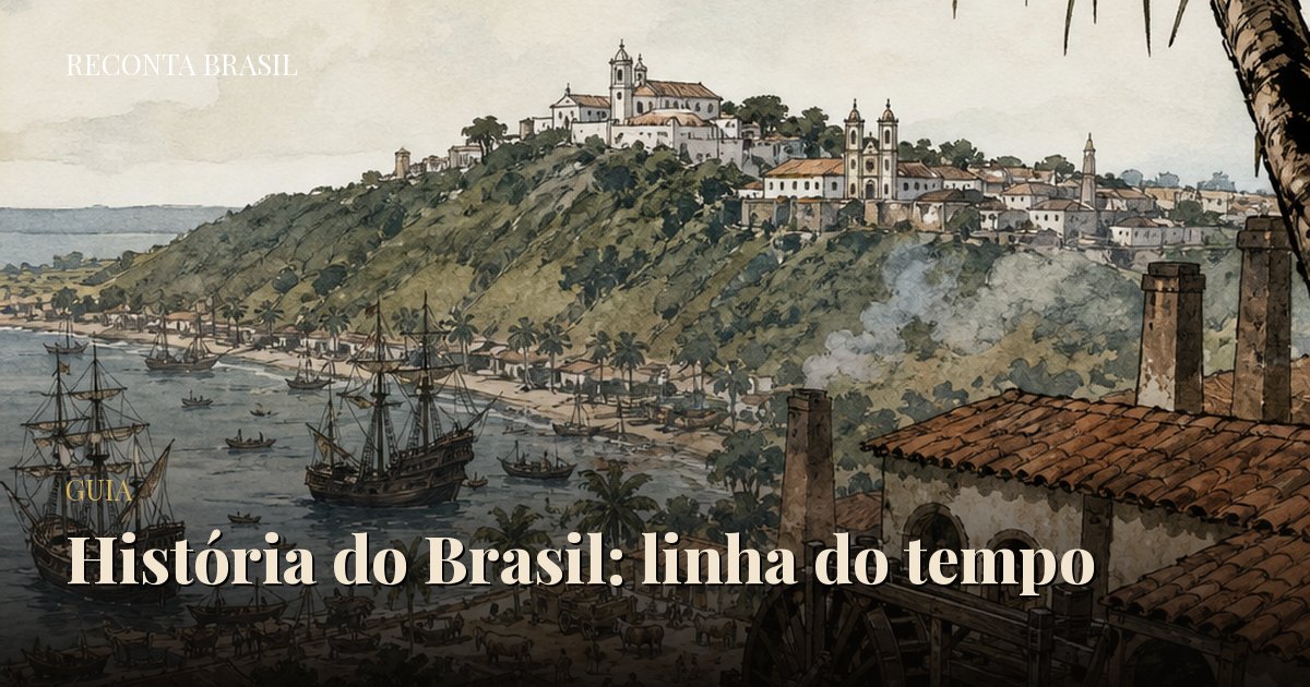 Ilustração da chegada à costa brasileira, início da colonização portuguesa
