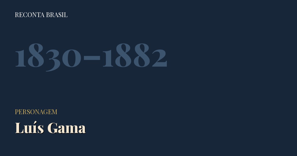 Cartão com o nome Luís Gama e os anos 1830–1882